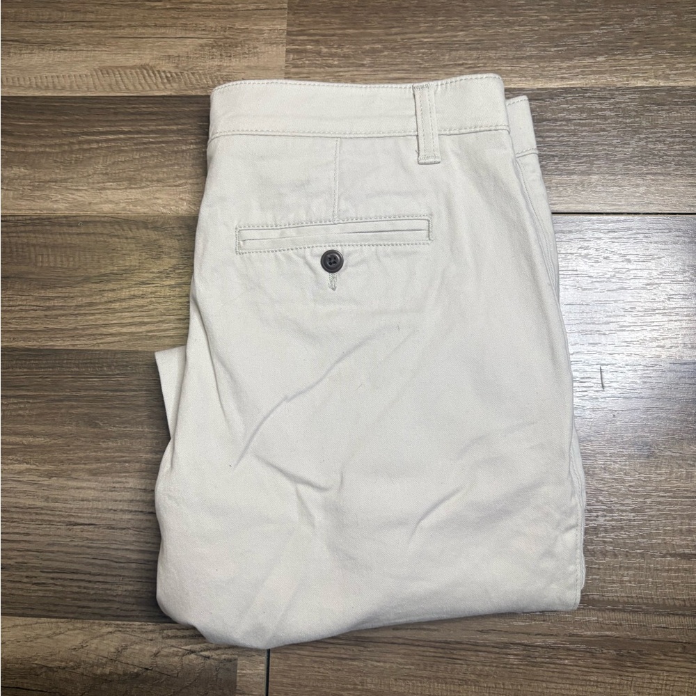 Sonoma Goods For Life Beige Stretch Cotton Twill Men's Straight Leg Casual Pants